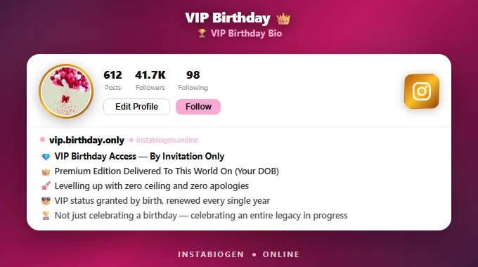 VIP Birthday Bio For Instagram